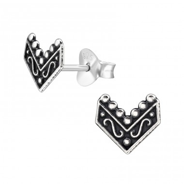 Chevron - 925 Sterling Silver Plain Ear Studs A4S48435