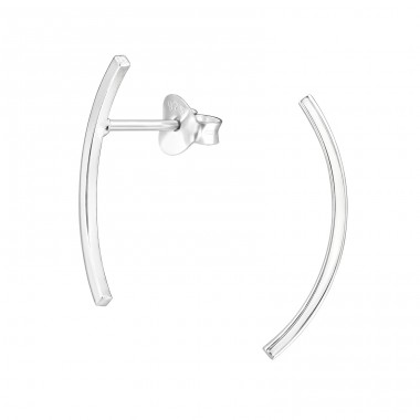 Curve - 925 Sterling Silver Plain Ear Studs A4S48437