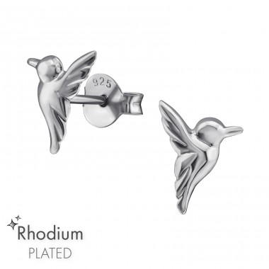 Bird - 925 Sterling Silver Plain Ear Studs A4S48503