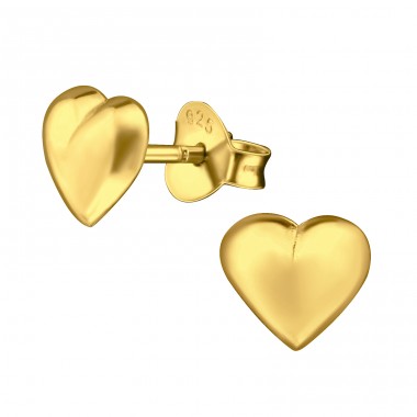 Golden Heart - 925 Sterling Silver Plain Ear Studs A4S48510