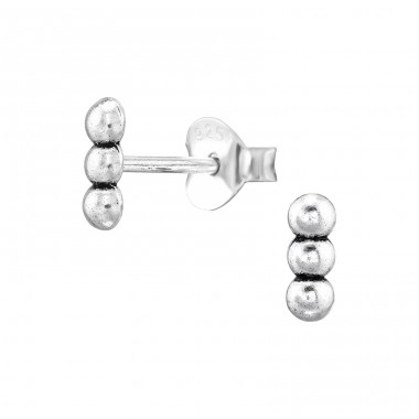 Dots oxidized - 925 Sterling Silver Plain Ear Studs A4S48893