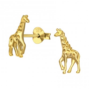 Golden Giraffe - 925Er Silber Glatte Ohrstecker A4S48958