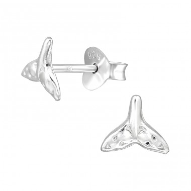 Whale Tail - 925er Silber Glatte Ohrstecker A4S49124