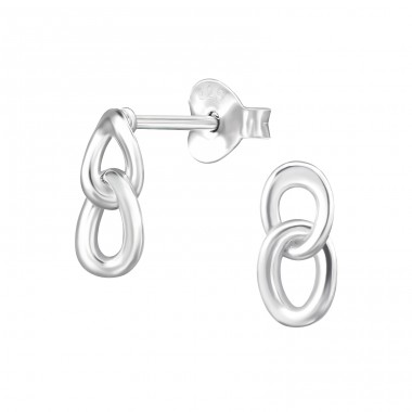 Chain Link - 925 Sterling Silver Plain Ear Studs A4S49162