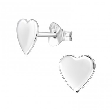 Heart - 925 Sterling Silver Plain Ear Studs A4S49175