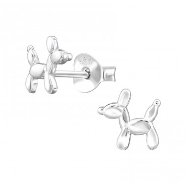 Balloon Dog - 925 Sterling Silver Plain Ear Studs A4S49196