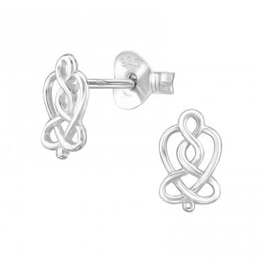 Celtic Symbol - 925 Sterling Silver Plain Ear Studs A4S49198