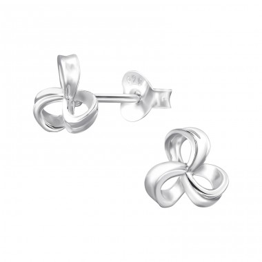 Knot - 925 Sterling Silver Plain Ear Studs A4S49291