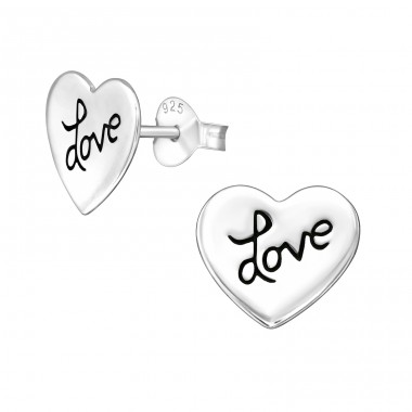 Love Heart - 925 Sterling Silver Plain Ear Studs A4S585