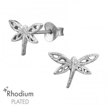 Dragonfly - 925 Sterling Silver Plain Ear Studs A4S9835