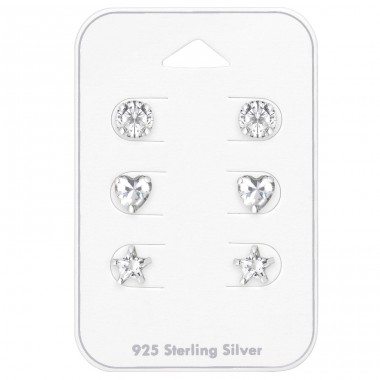 6 mm rund, Herz und Stern - 925er Silber Schmucksets aus Silber A4S35244