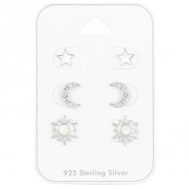 Sun Star Moon on card - 925 Sterling Silver Jewellery Sets A4S41476