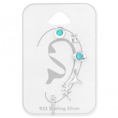 6x ear studs sealife on card - 925 Sterling Silver Jewellery Sets A4S44235