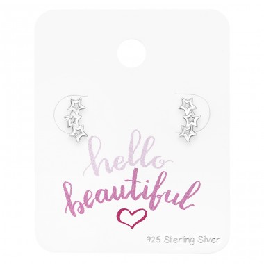 Triple Star on card - 925 Sterling Silver Jewellery Sets A4S45479