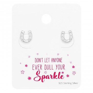 Horseshoe zirconia studs on card - 925 Sterling Silver Jewellery Sets A4S45493