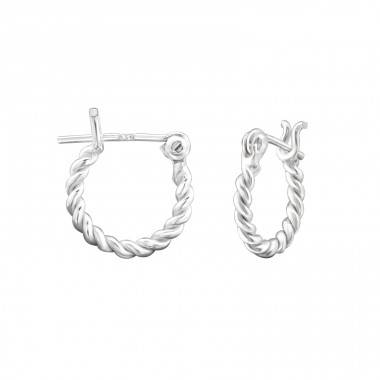 12mm Twisted - 925 Sterling Silver Bali Silver Hoops A4S27668