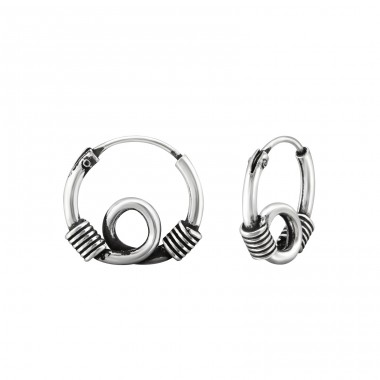 12mm Bali - 925 Sterling Silver Bali Silver Hoops A4S31477