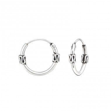 12mm - 925 Sterling Silver Bali Silver Hoops A4S31558