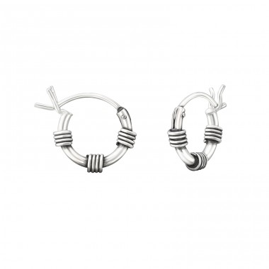 10mm - 925 Sterling Silver Bali Silver Hoops A4S37300