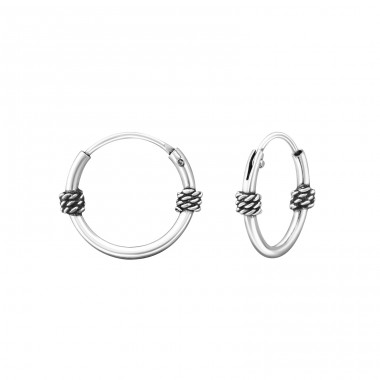 12mm - 925 Sterling Silver Bali Silver Hoops A4S38037