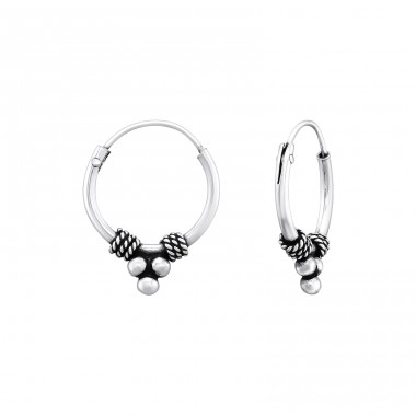 12mm Bali - 925 Sterling Silver Bali Silver Hoops A4S39971