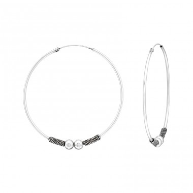 Bali - 925 Sterling Silver Bali Silver Hoops A4S40311