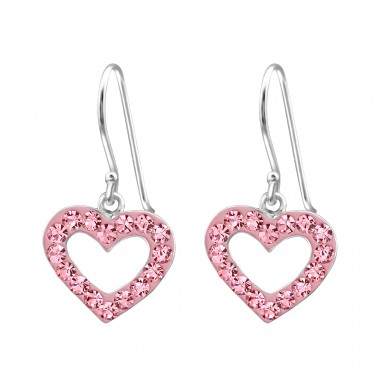 Heart - 925 Sterling Silver Earrings with Crystal stones A4S13862