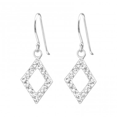 Diamond Shape - 925 Sterling Silver Earrings with Crystal stones A4S15863