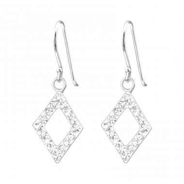 Diamond Shape - 925 Sterling Silver Earrings with Crystal stones A4S15863