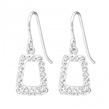 Parallelepiped - 925 Sterling Silver Earrings with Crystal stones A4S18991