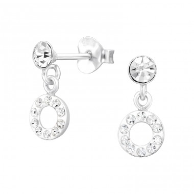 Circle with Crystal stones - 925 Sterling Silver Earrings With Crystal Stones A4S48021