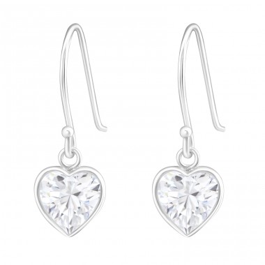 Heart - 925 Sterling Silver Earrings with Zirconia stones A4S13378