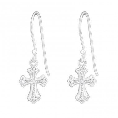 Cross - 925 Sterling Silver Earrings with Zirconia stones A4S14554