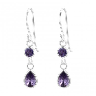 Tear Drop - 925 Sterling Silver Earrings with Zirconia stones A4S23314