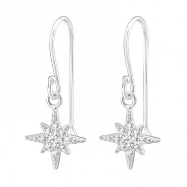 Star - 925 Sterling Silver Earrings with Zirconia stones A4S36807