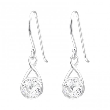 Pear with big round Zirconia - 925 Sterling Silver Earrings With Zirconia Stones A4S40143