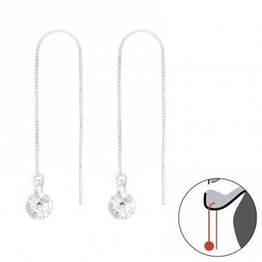 5mm Zirconia go through ear - 925 Sterling Silver Earrings With Zirconia Stones A4S45735