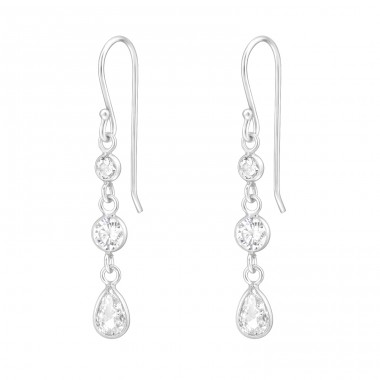 Geometrical 3 Layer Dangling - 925 Sterling Silver Earrings with Zirconia stones A4S48262