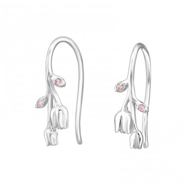 Tulip wit Zirconia - 925 Sterling Silver Earrings With Zirconia Stones A4S49210