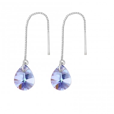 Teardrop with Zirconia stones - 925 Sterling Silver Earrings With Zirconia Stones A4S49393