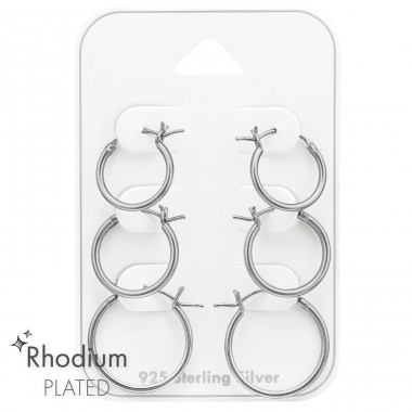 Three sizes Ear Hoops on card - 925 Sterling Silver Ear Hoop Sets & Jewelry On Cards A4S47305