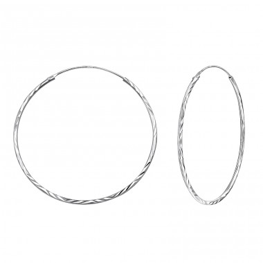 40mm Twisted - 925 Sterling Silver Ear Hoops A4S15042