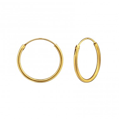 16mm Gold Plated hoop - 925 Sterling Silver Ear Hoops A4S15328