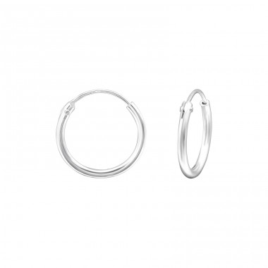 Plain 14mm - 925 Sterling Silver Ear Hoops A4S18223