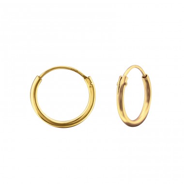 12mm Gold Plated hoop - 925 Sterling Silver Ear Hoops A4S18357