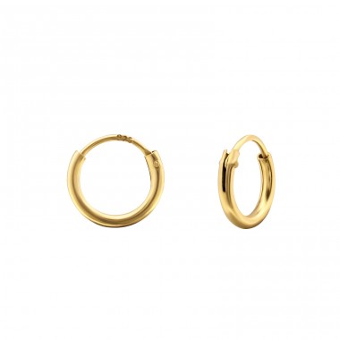 8mm Gold Plated hoop - 925 Sterling Silver Ear Hoops A4S20027