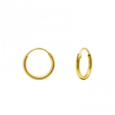 10mm Gold Plated hoop - 925 Sterling Silver Ear Hoops A4S20030