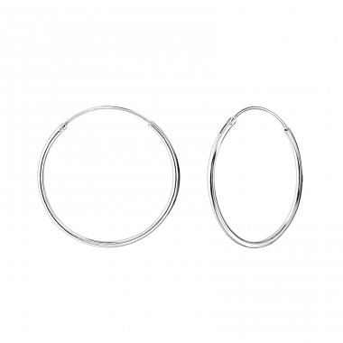 Plain - 925 Sterling Silver Ear Hoops A4S20583