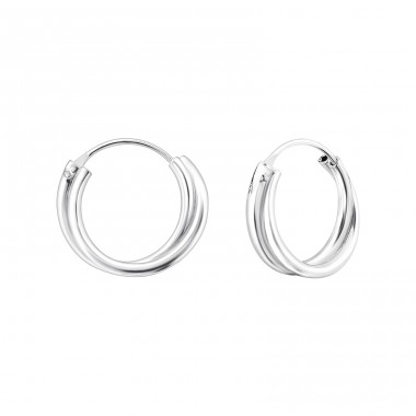 Double Hollow - 925 Sterling Silver Ear Hoops A4S21804