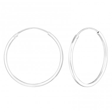 Round 30mm - 925 Sterling Silver Ear Hoops A4S22681